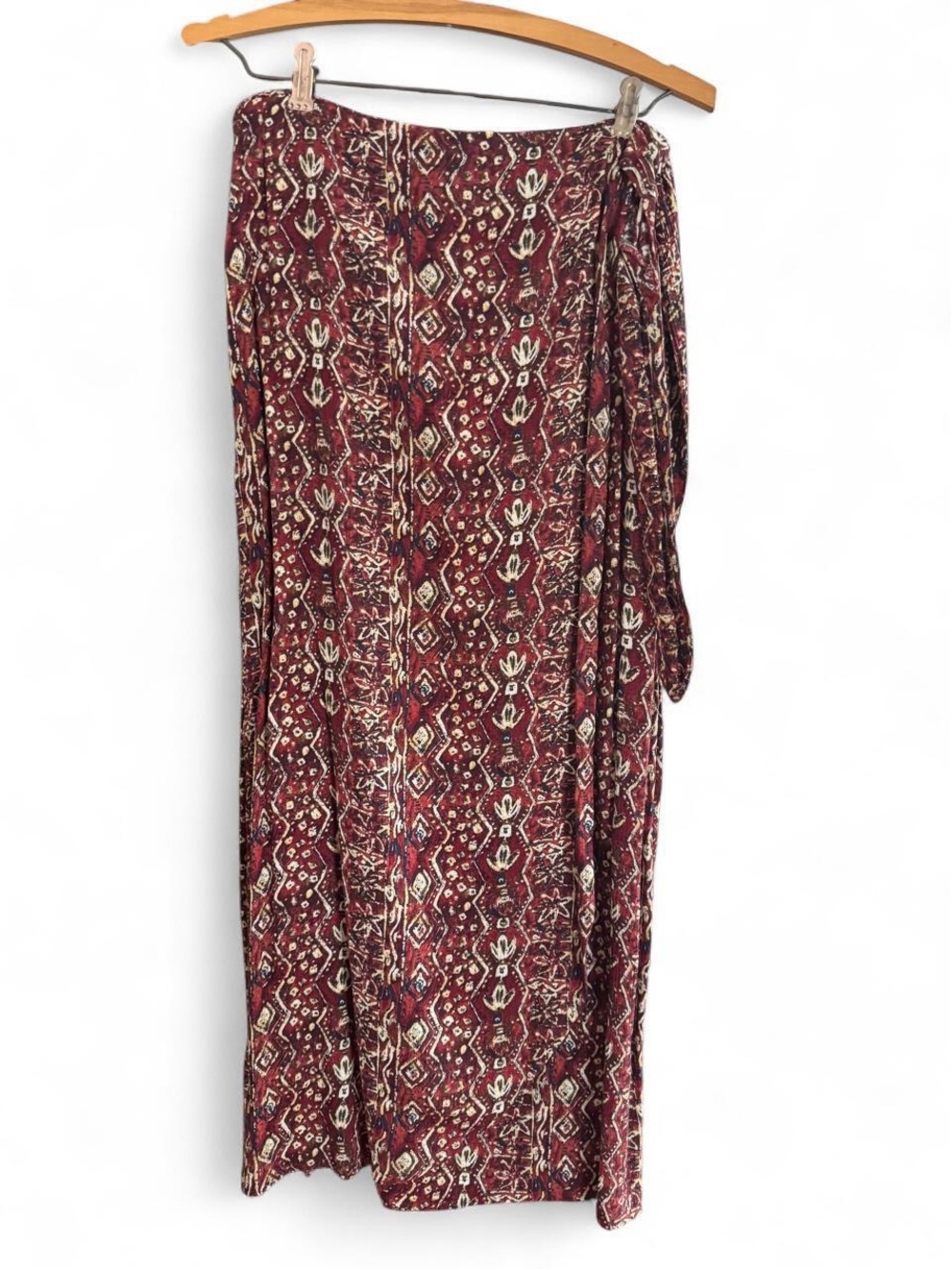 Boho Burgundy Maxi Wrap Skirt